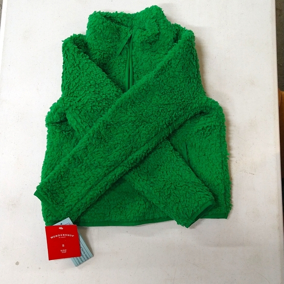 NEW! Kids' (Unisex) Faux Shearling Half Zip-Up Pullover, Green - Wondershop - Picture 2 of 8